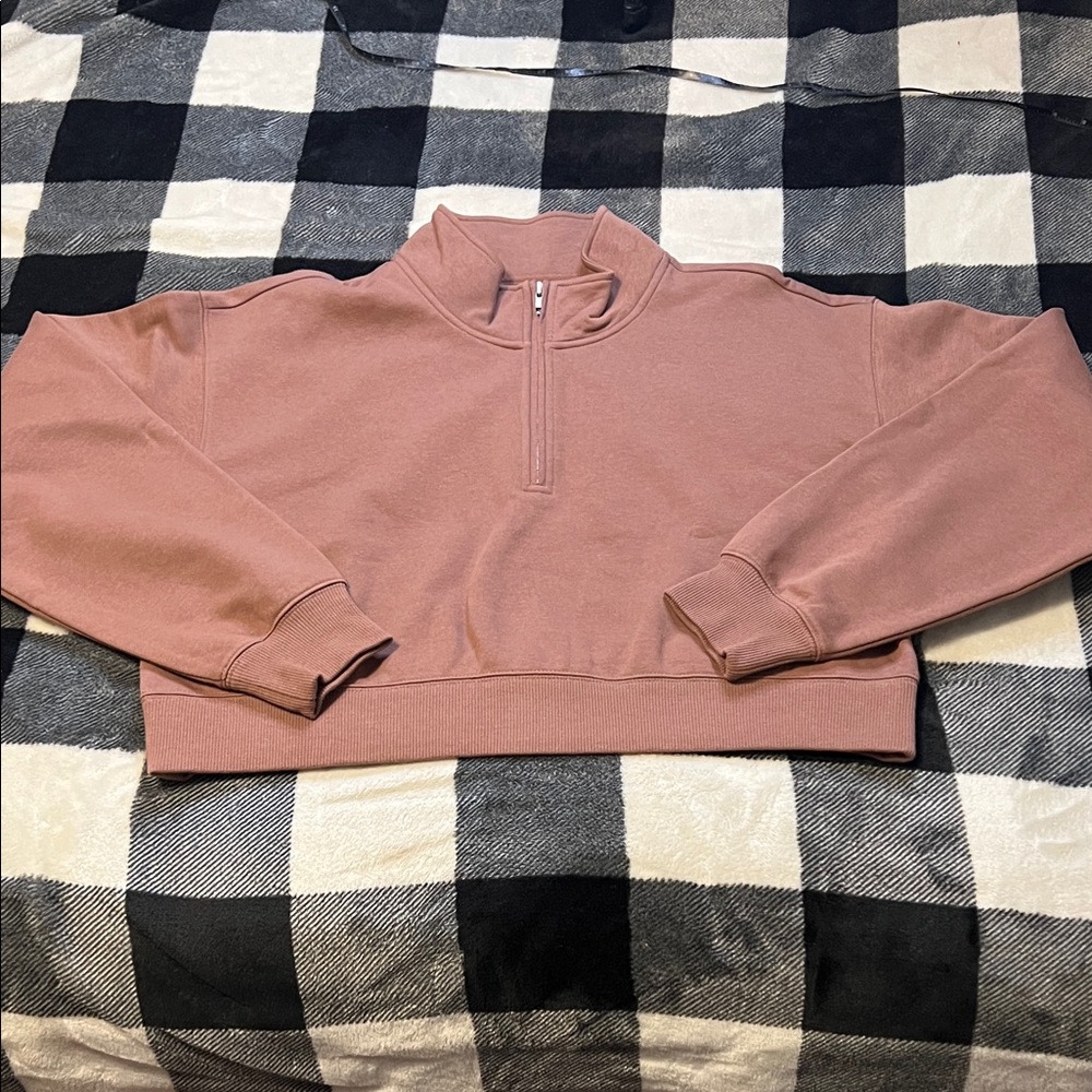 BP Light Brown / Tan Quarter-Zip Cropped Sweatshirt size XL